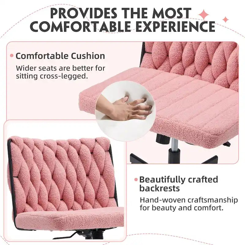Chaise de bureau à jambes croiséesChaise Criss Cross sans accoudoirs avec roulettesRéglable en hauteur pour le bureau, la chambre, le salon - N/A
