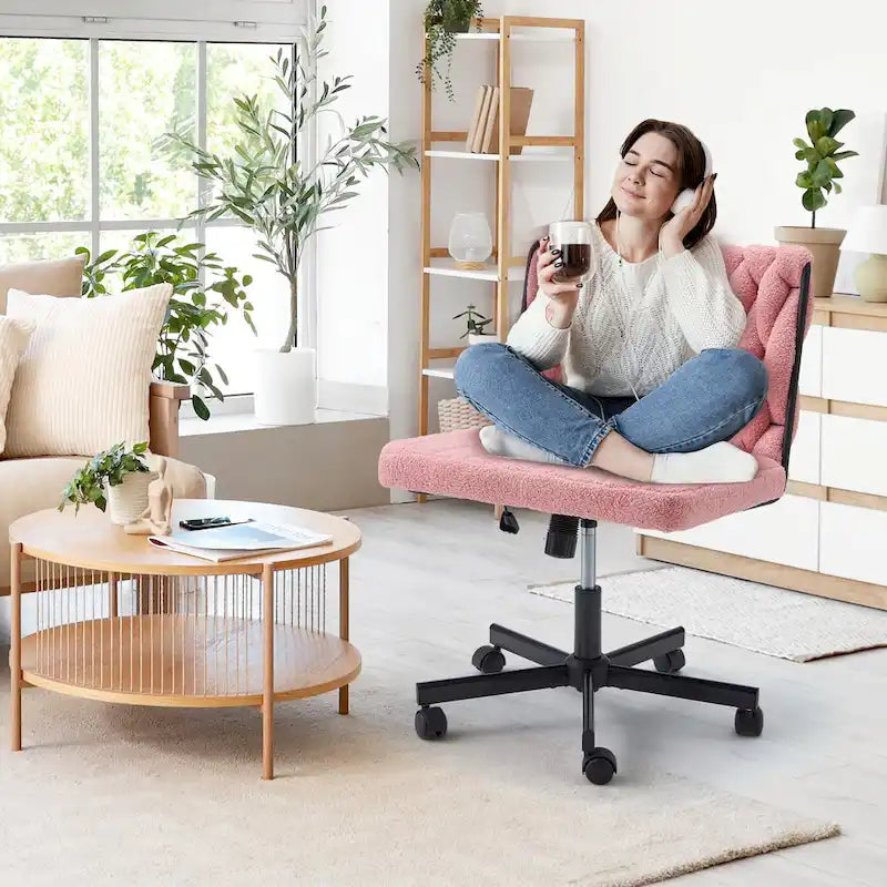 Chaise de bureau à jambes croiséesChaise Criss Cross sans accoudoirs avec roulettesRéglable en hauteur pour le bureau, la chambre, le salon - N/A
