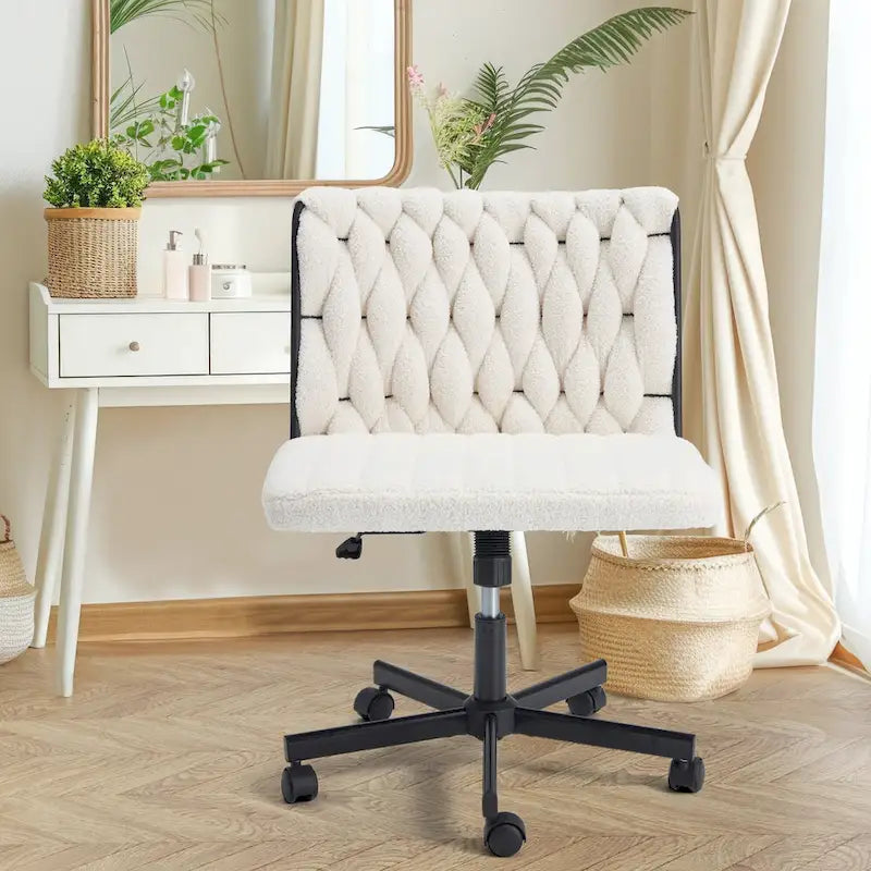 Chaise de bureau à jambes croiséesChaise Criss Cross sans accoudoirs avec roulettesRéglable en hauteur pour le bureau, la chambre, le salon - N/A