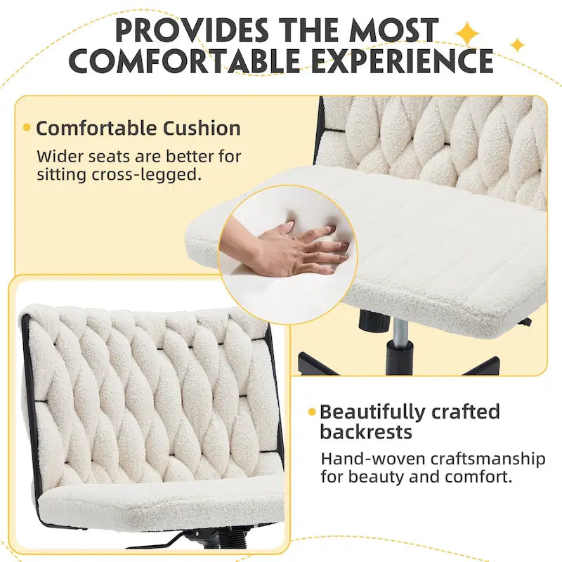 Chaise de bureau à jambes croiséesChaise Criss Cross sans accoudoirs avec roulettesRéglable en hauteur pour le bureau, la chambre, le salon - N/A