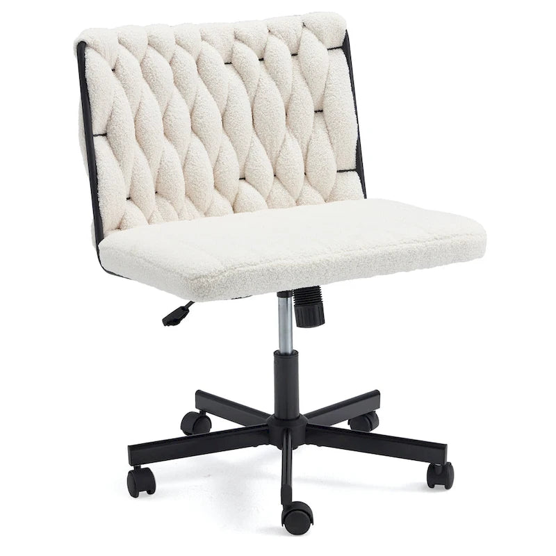 Chaise de bureau à jambes croiséesChaise Criss Cross sans accoudoirs avec roulettesRéglable en hauteur pour le bureau, la chambre, le salon - N/A