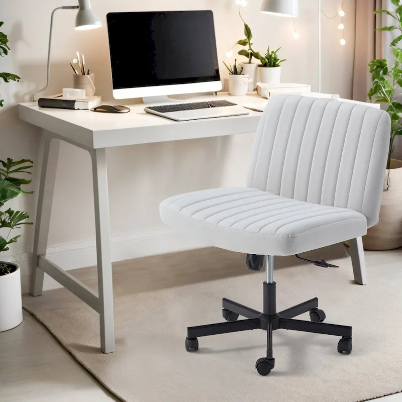 Chaise de bureau à jambes croiséesChaise Criss Cross sans accoudoirs avec roulettesRéglable en hauteur pour le bureau, la chambre, le salon - N/A