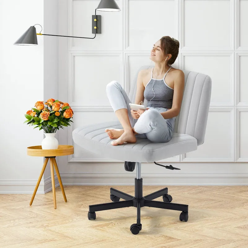 Chaise de bureau à jambes croiséesChaise Criss Cross sans accoudoirs avec roulettesRéglable en hauteur pour le bureau, la chambre, le salon - N/A
