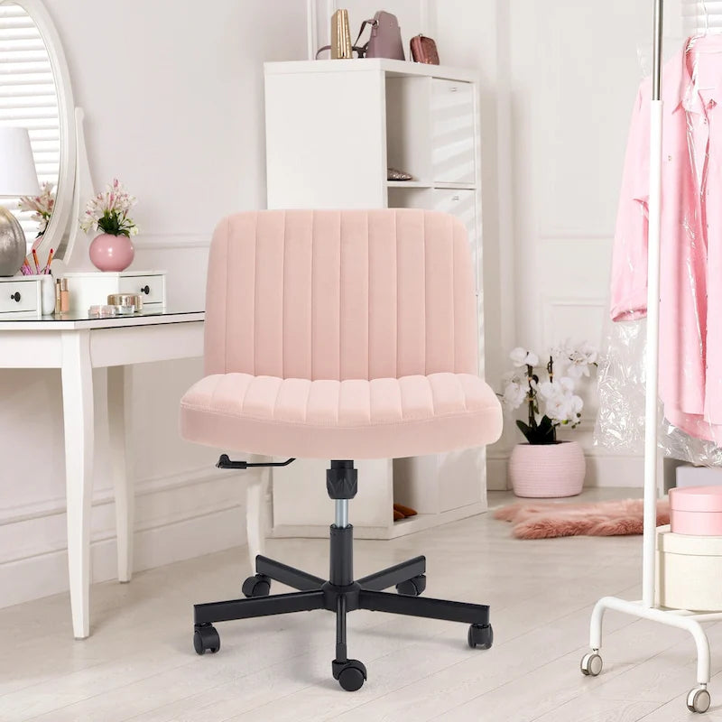 Chaise de bureau à jambes croiséesChaise Criss Cross sans accoudoirs avec roulettesRéglable en hauteur pour le bureau, la chambre, le salon - N/A
