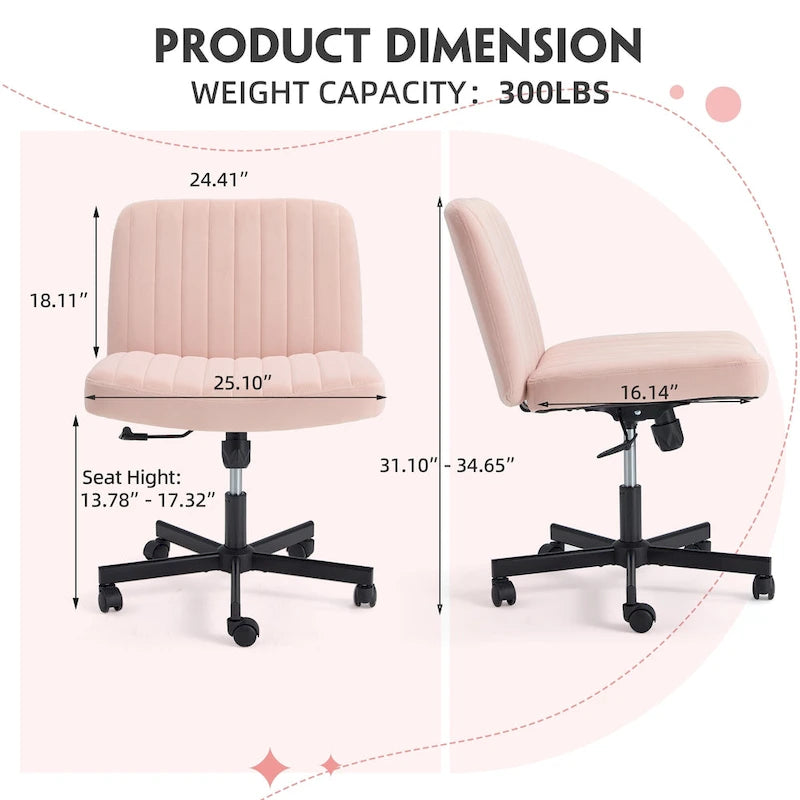 Chaise de bureau à jambes croiséesChaise Criss Cross sans accoudoirs avec roulettesRéglable en hauteur pour le bureau, la chambre, le salon - N/A