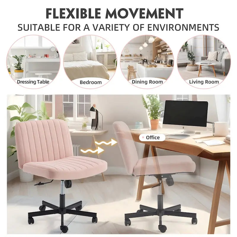 Chaise de bureau à jambes croiséesChaise Criss Cross sans accoudoirs avec roulettesRéglable en hauteur pour le bureau, la chambre, le salon - N/A