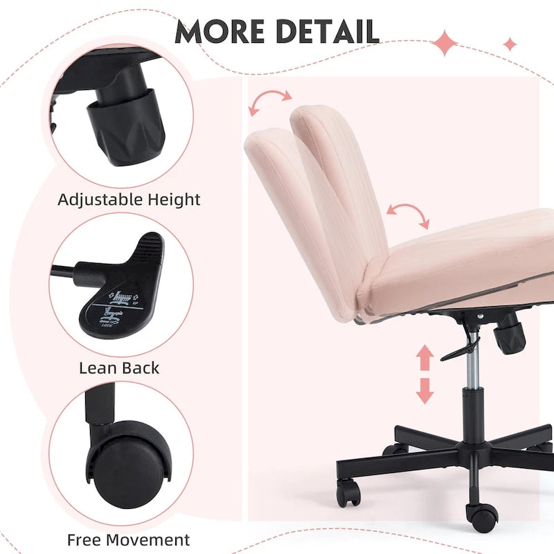 Chaise de bureau à jambes croiséesChaise Criss Cross sans accoudoirs avec roulettesRéglable en hauteur pour le bureau, la chambre, le salon - N/A