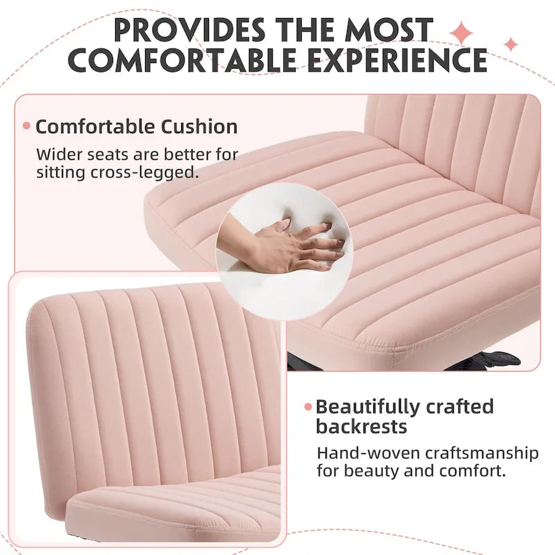 Chaise de bureau à jambes croiséesChaise Criss Cross sans accoudoirs avec roulettesRéglable en hauteur pour le bureau, la chambre, le salon - N/A
