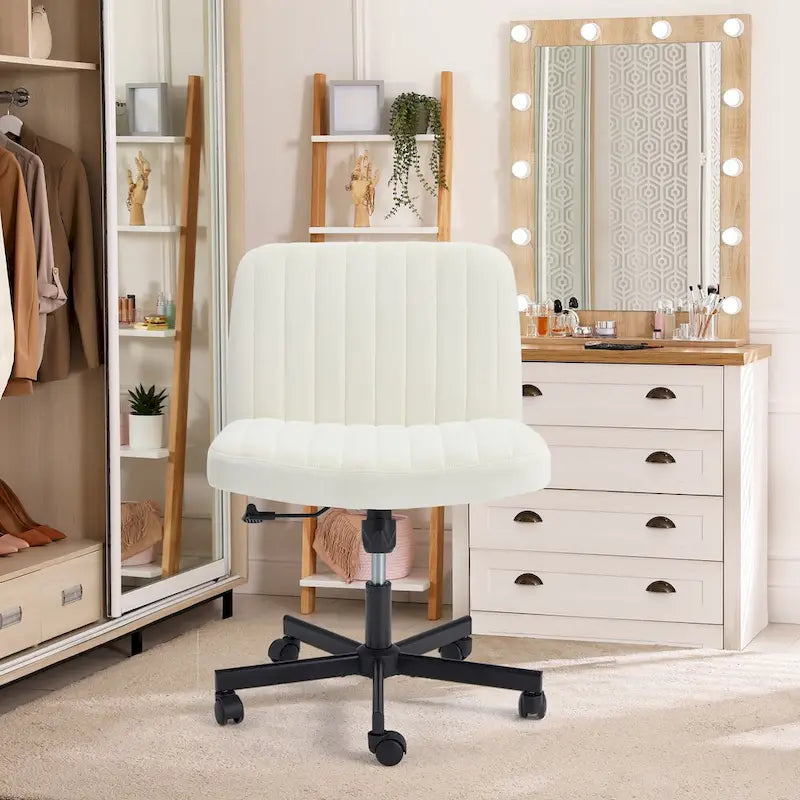 Chaise de bureau à jambes croiséesChaise Criss Cross sans accoudoirs avec roulettesRéglable en hauteur pour le bureau, la chambre, le salon - N/A