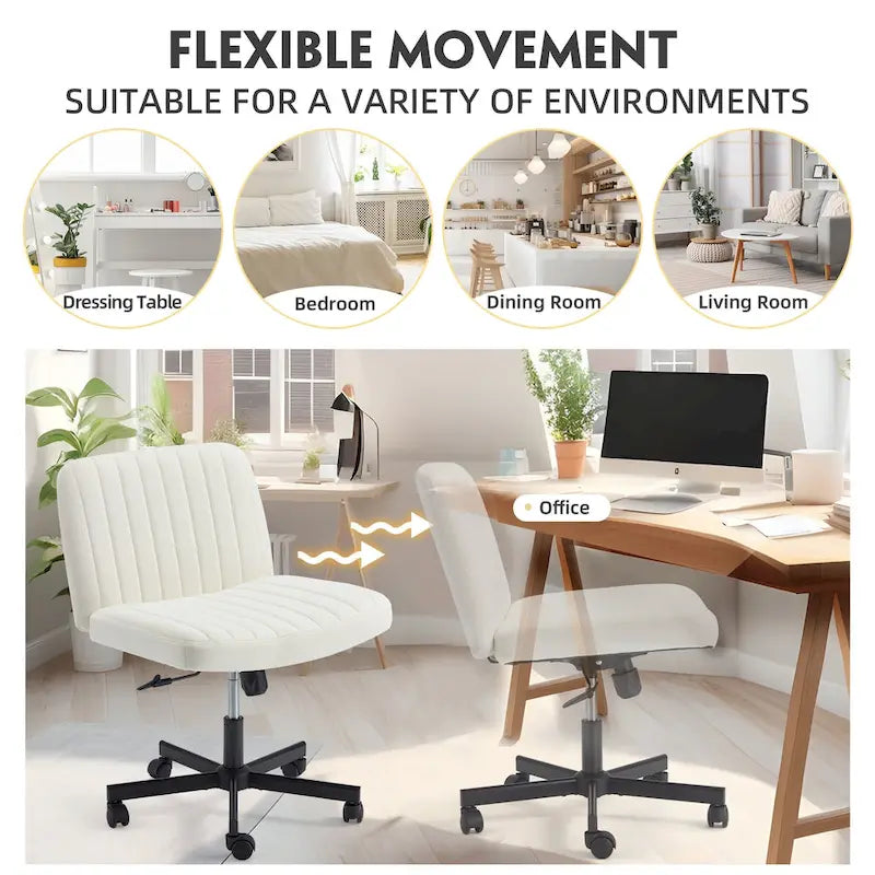 Chaise de bureau à jambes croiséesChaise Criss Cross sans accoudoirs avec roulettesRéglable en hauteur pour le bureau, la chambre, le salon - N/A