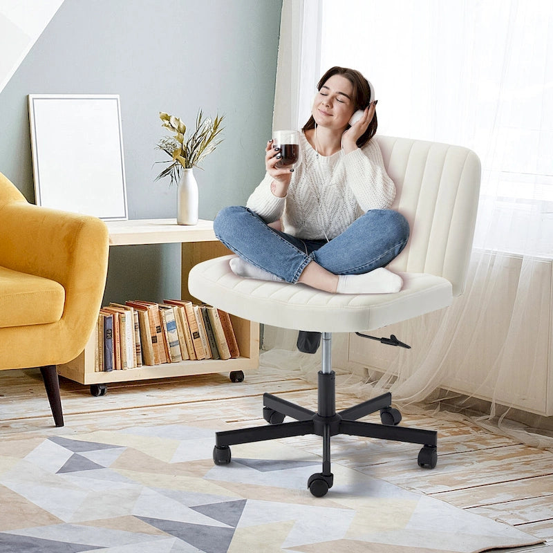 Chaise de bureau à jambes croiséesChaise Criss Cross sans accoudoirs avec roulettesRéglable en hauteur pour le bureau, la chambre, le salon - N/A