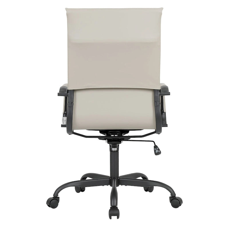 Chaise de bureau pivotante à dossier haut réglable en cuir côtelé avec structure en métal noir pour conférence ou bureau à domicile