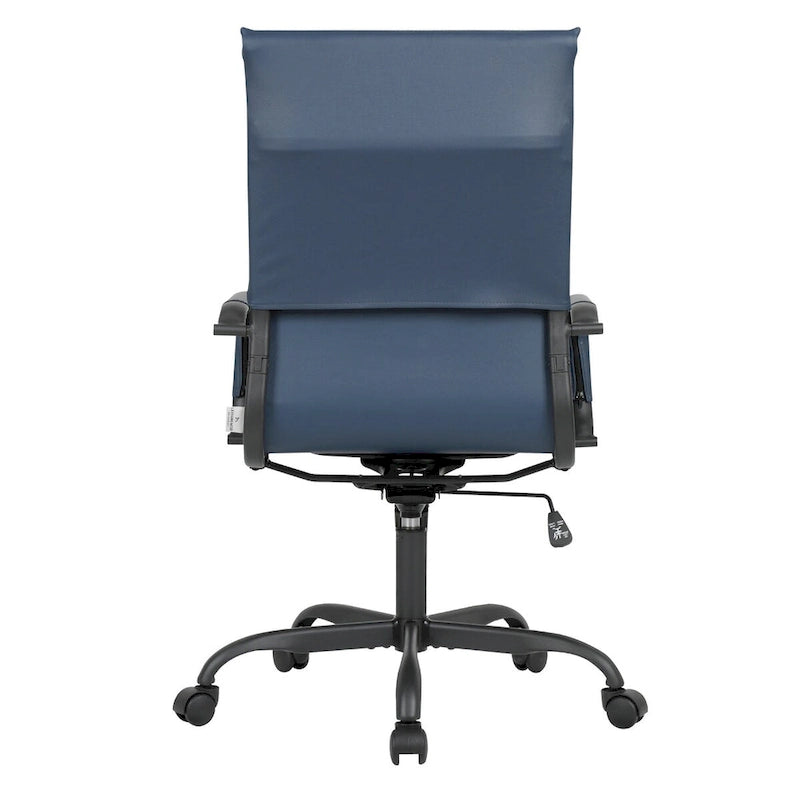 Chaise de bureau pivotante à dossier haut réglable en cuir côtelé avec structure en métal noir pour conférence ou bureau à domicile