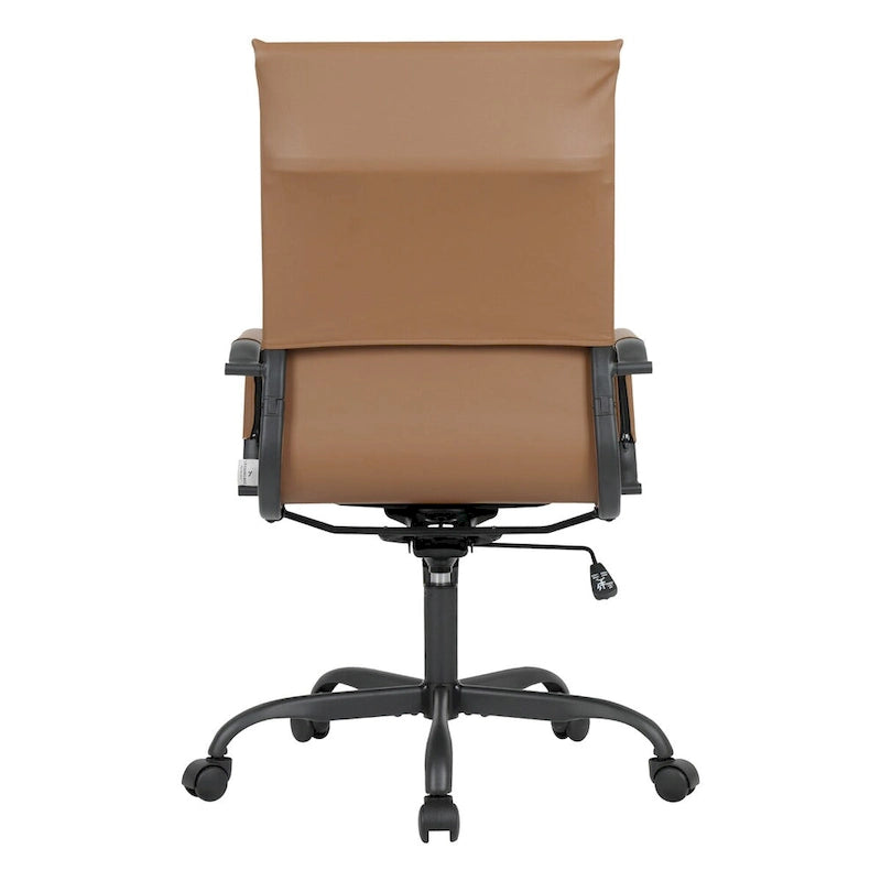 Chaise de bureau pivotante à dossier haut réglable en cuir côtelé avec structure en métal noir pour conférence ou bureau à domicile
