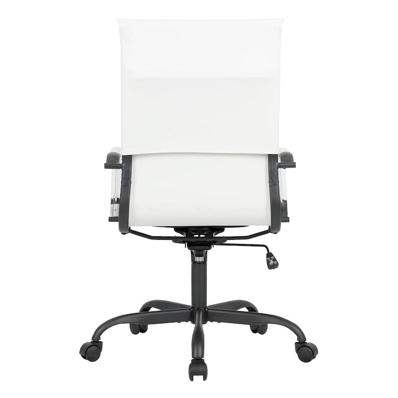 Chaise de bureau pivotante à dossier haut réglable en cuir côtelé avec structure en métal noir pour conférence ou bureau à domicile