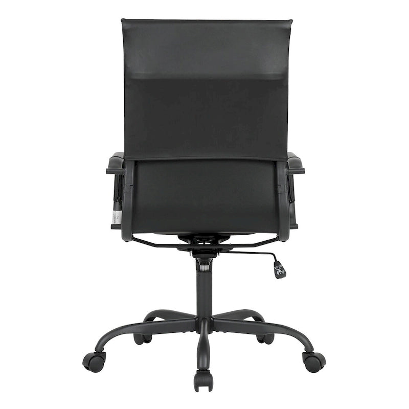 Chaise de bureau pivotante à dossier haut réglable en cuir côtelé avec structure en métal noir pour conférence ou bureau à domicile