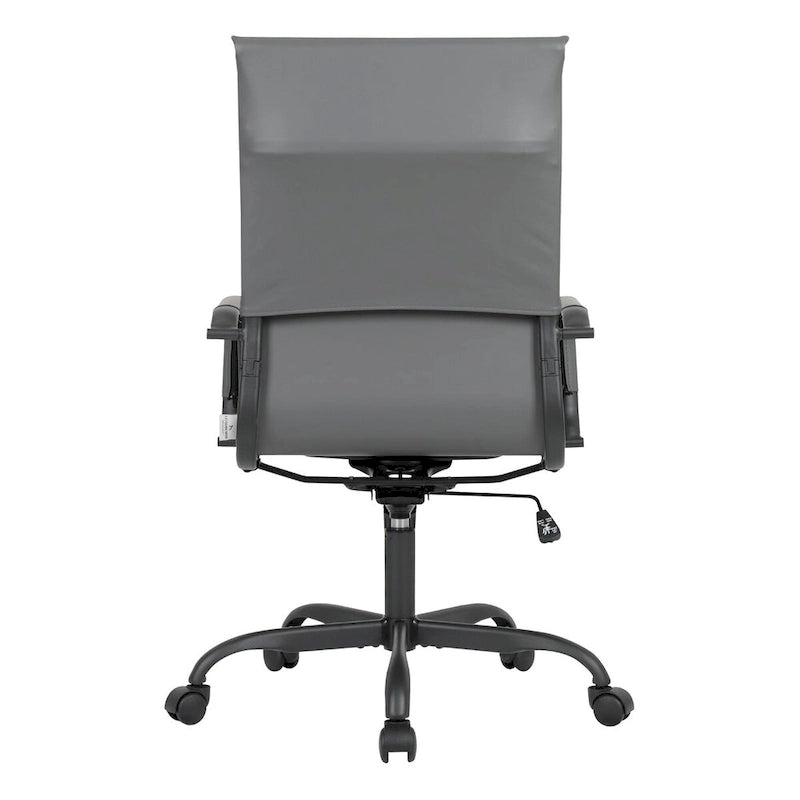 Chaise de bureau pivotante à dossier haut réglable en cuir côtelé avec structure en métal noir pour conférence ou bureau à domicile