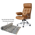 Fauteuil de bureau pivotant moderne du milieu du siècle, avec accoudoirs, en similicuir marron, réglable en hauteur par vérin à gaz
