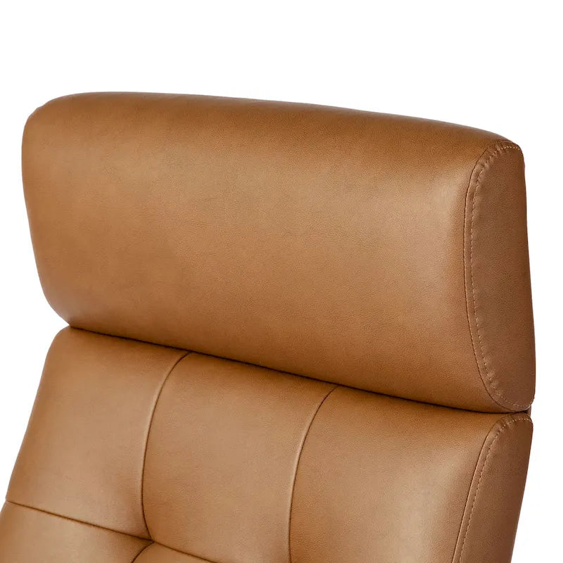 Fauteuil de bureau pivotant moderne du milieu du siècle, avec accoudoirs, en similicuir marron, réglable en hauteur par vérin à gaz