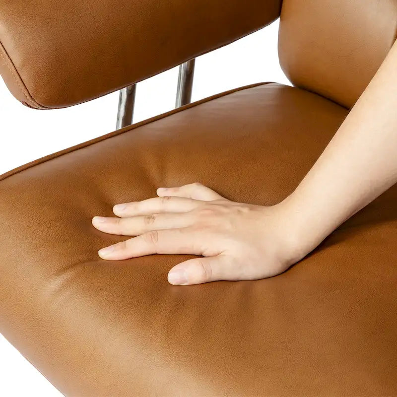 Fauteuil de bureau pivotant moderne du milieu du siècle, avec accoudoirs, en similicuir marron, réglable en hauteur par vérin à gaz
