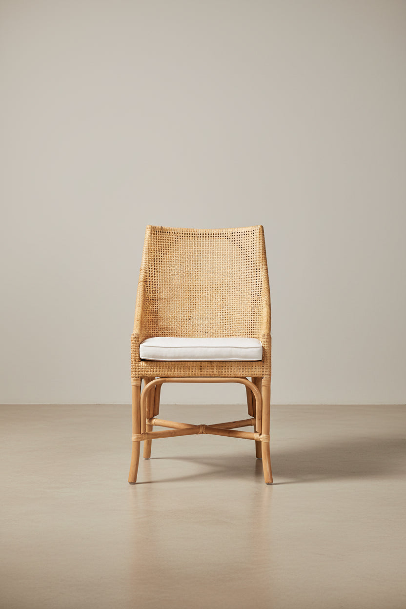 Chaise de salle à manger en rotin brun naturel bohème moderne