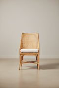 Chaise de salle à manger en rotin brun naturel bohème moderne