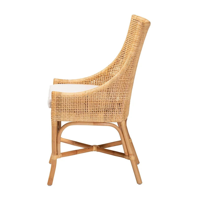 Chaise de salle à manger en rotin brun naturel bohème moderne