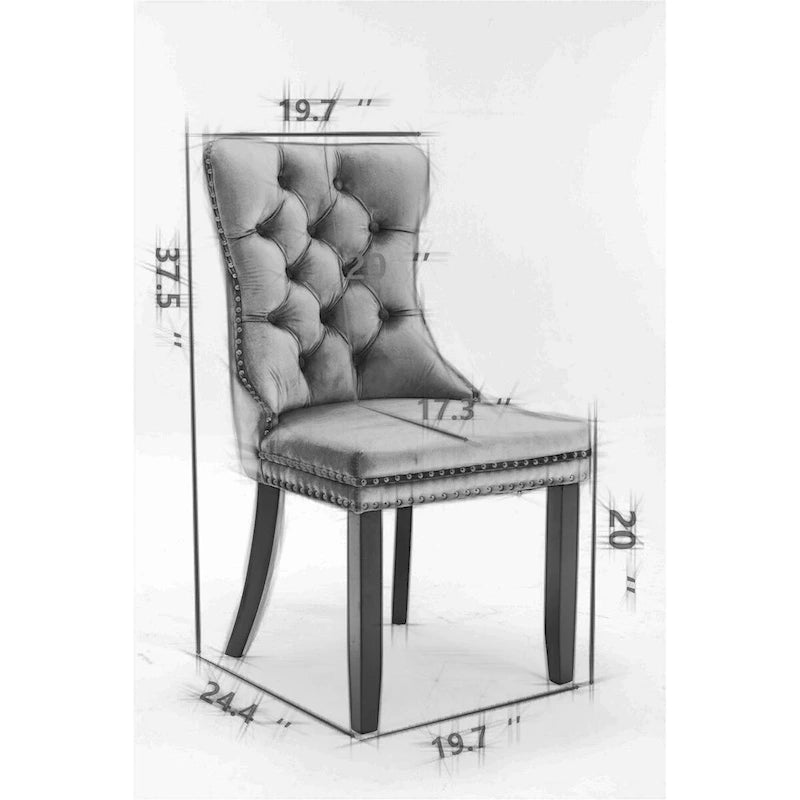 Lot de 2 chaises de salle à manger capitonnées en velours avec pieds en bois