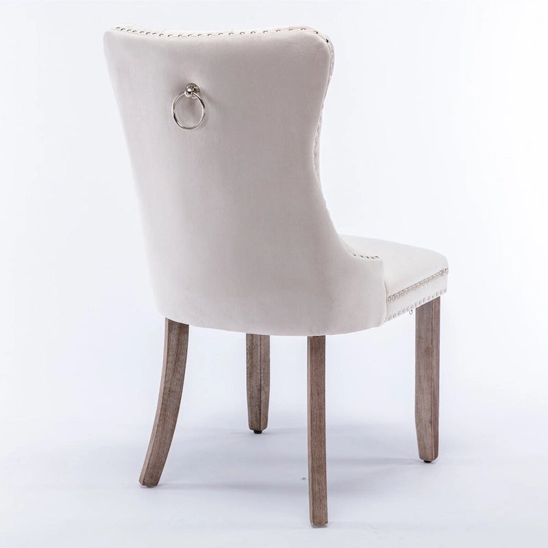 Lot de 2 chaises de salle à manger capitonnées en velours avec pieds en bois
