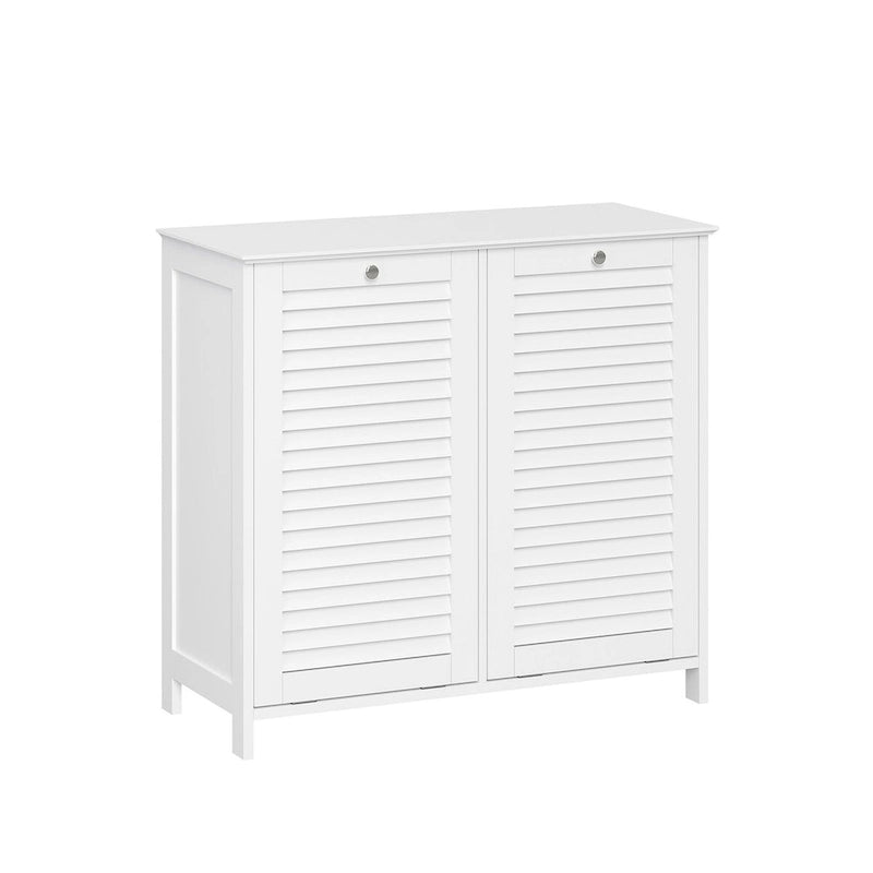 Meuble à linge double basculant avec sac de rangement en tissu amovible - Blanc