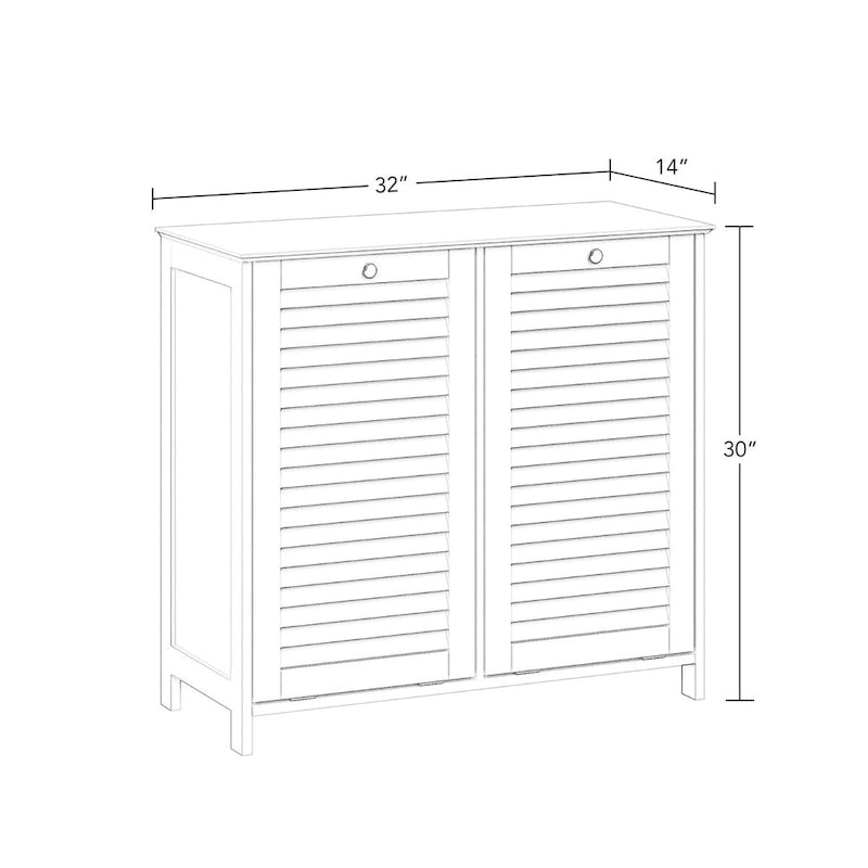 Meuble à linge double basculant avec sac de rangement en tissu amovible - Blanc