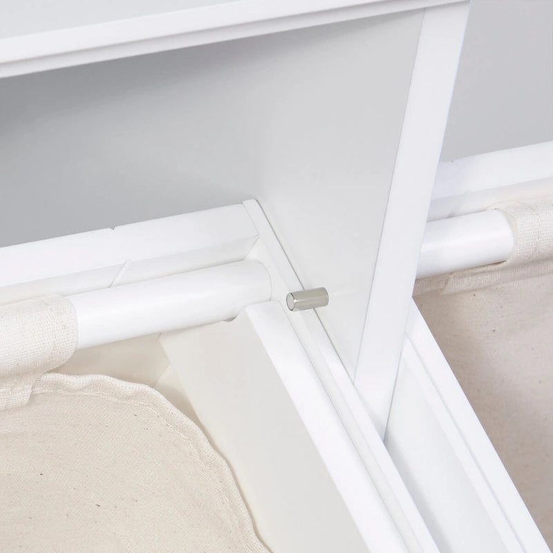 Meuble à linge double basculant avec sac de rangement en tissu amovible - Blanc