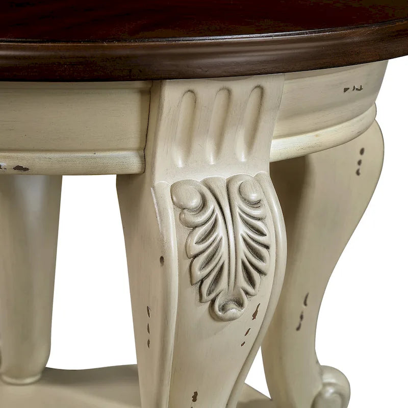 Table d'appoint ronde de 56 cm, table d'appoint en bois massif avec étagère, table d'angle de salon facile à assembler