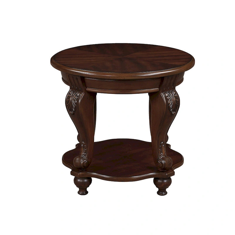 Table d'appoint ronde de 56 cm, table d'appoint en bois massif avec étagère, table d'angle de salon facile à assembler