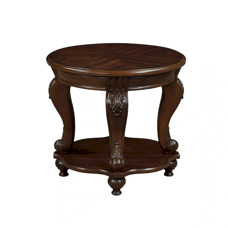 Table d'appoint ronde de 56 cm, table d'appoint en bois massif avec étagère, table d'angle de salon facile à assembler