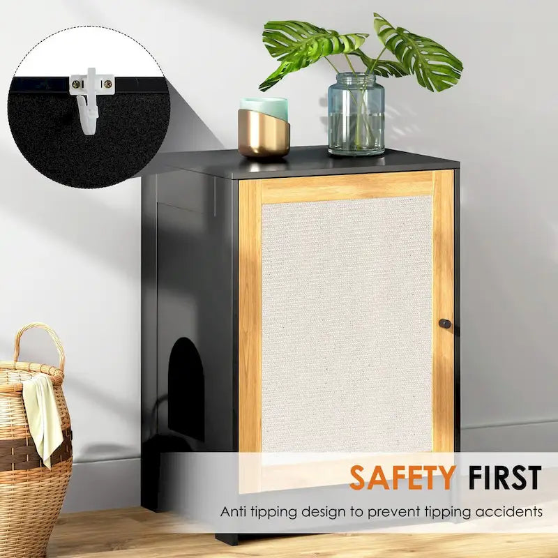Meuble cache-litière, Meuble toilette pour chat, Table d'appoint pour chat, Meuble litière avec porte en sisal