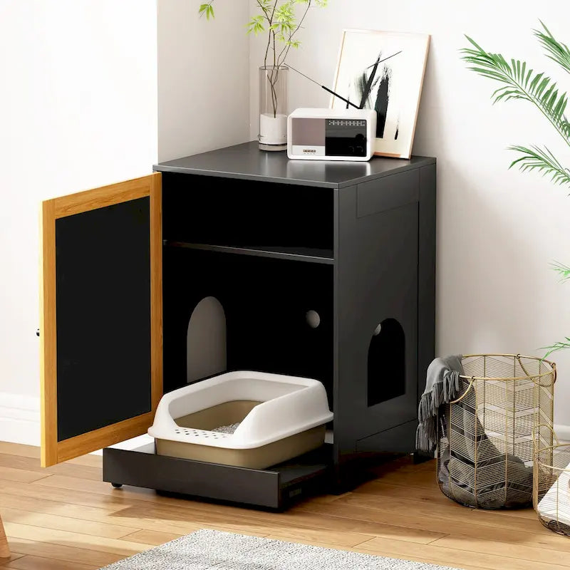 Meuble cache-litière, Meuble toilette pour chat, Table d'appoint pour chat, Meuble litière avec porte en sisal