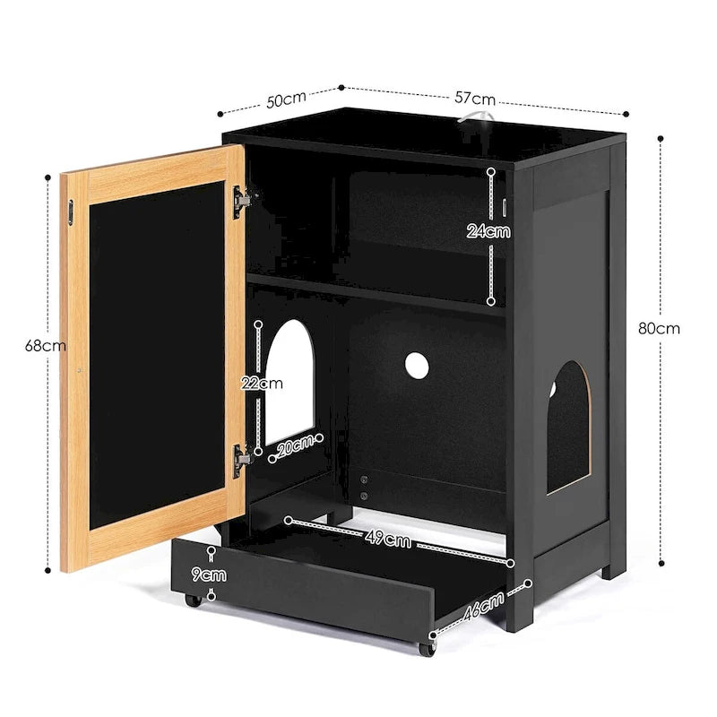 Meuble cache-litière, Meuble toilette pour chat, Table d'appoint pour chat, Meuble litière avec porte en sisal